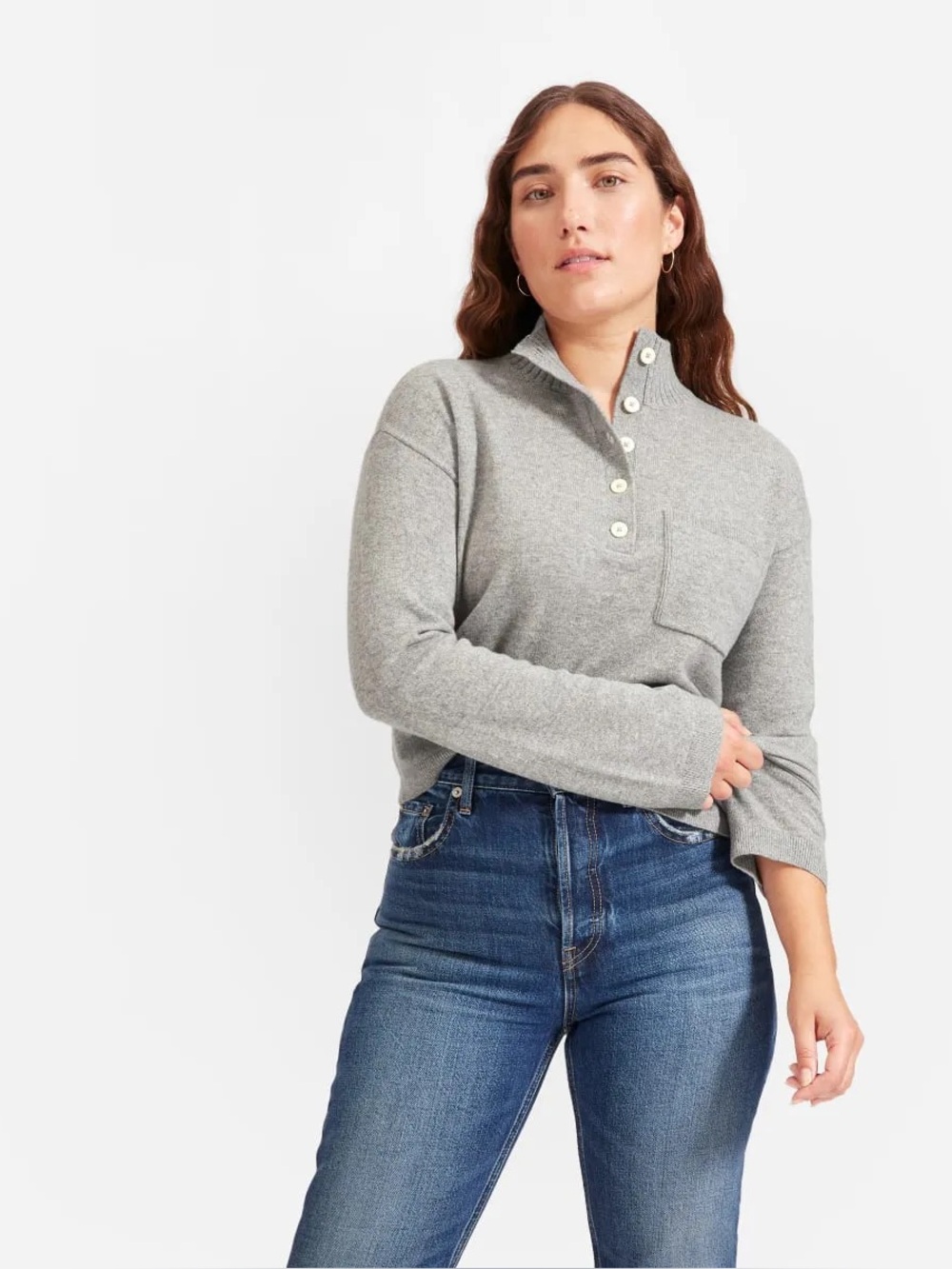 Everlane The ReCashmere Button Mockneck Sweater